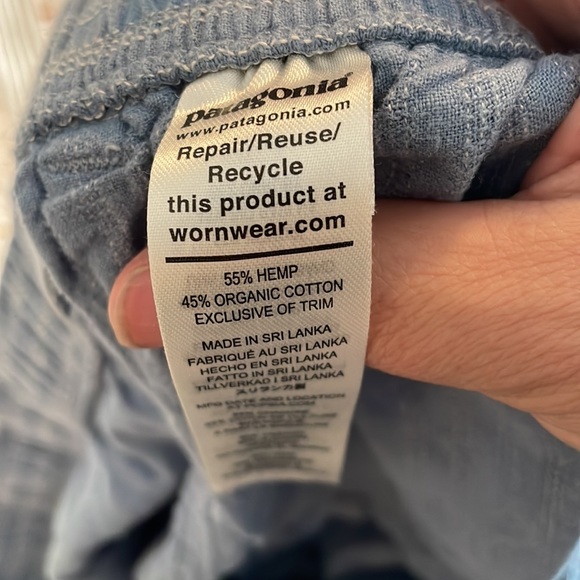 Patagonia, blue and white striped cotton pants size large - Picture 7 of 8